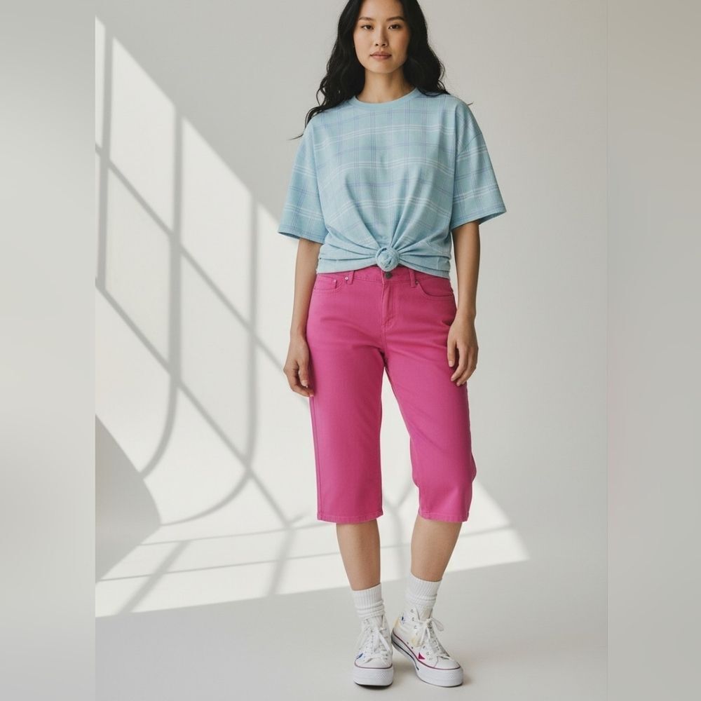 d. jeans pink capri plus stretch jeans